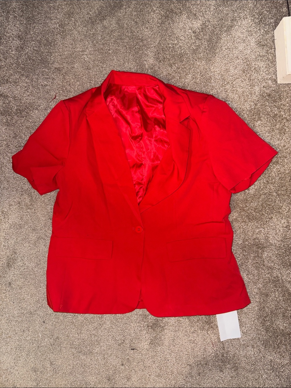 Women's Short-Sleeve Red Blazer Jacket